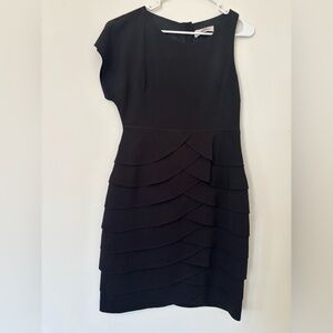 Tibi Black One Shoulder Layered Dress